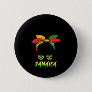 Jamaikanisches Mädchen Jamaika-Flagge Stolz Schwar Button