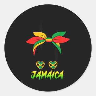 Jamaikanisches Mädchen Jamaika-Flagge Stolz Schwar Runder Aufkleber