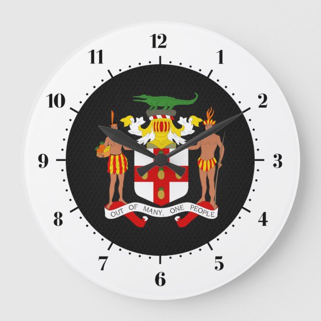 Jamaikanisches Wappen Große Wanduhr (Vorderseite)