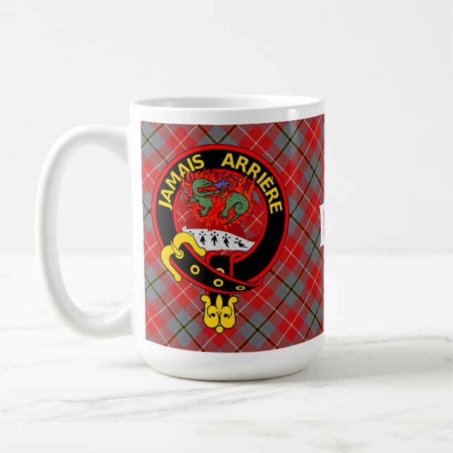 "Jamais Arrière" Red Douglas Tartan Tasse (Links)