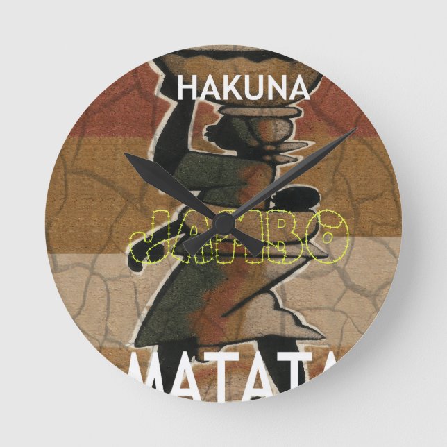 Jambo Habari Hakuna Matata. Runde Wanduhr (Vorderseite)