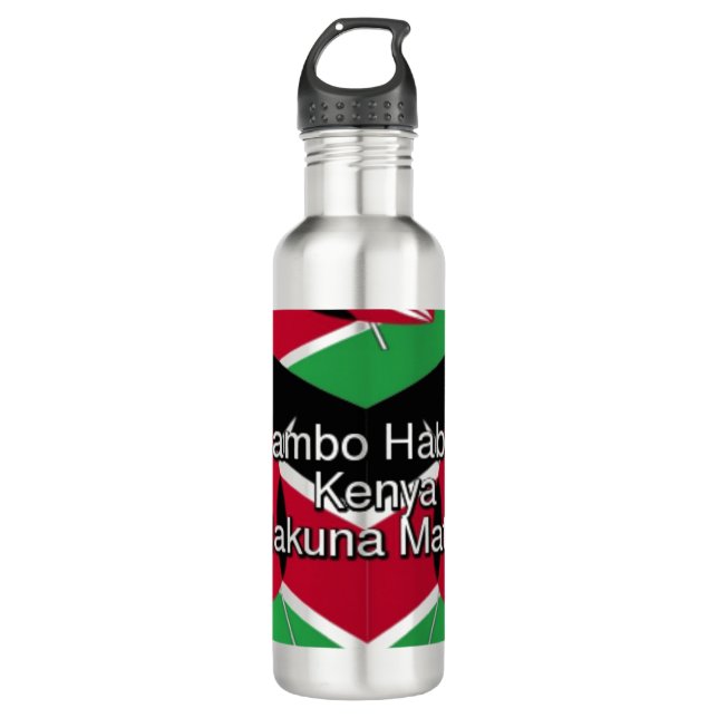 Jambo Habari! Kenya Hakuna Matata Art Design Edelstahlflasche (Vorderseite)