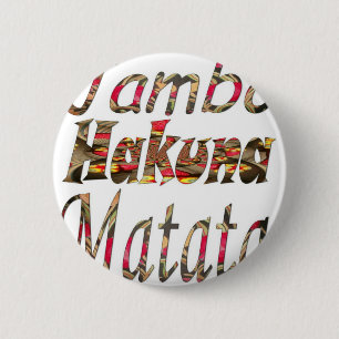 Jambo Hakuna Matata African Vintag Art Print Button
