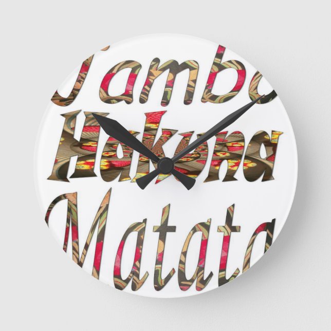 Jambo Hakuna Matata African Vintag Art Print Runde Wanduhr (Vorderseite)