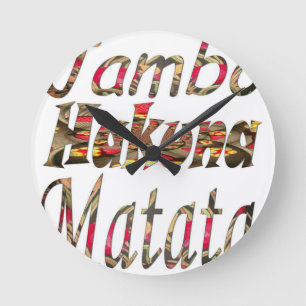 Jambo Hakuna Matata! Afrikanische Vintage Kunstdru Runde Wanduhr