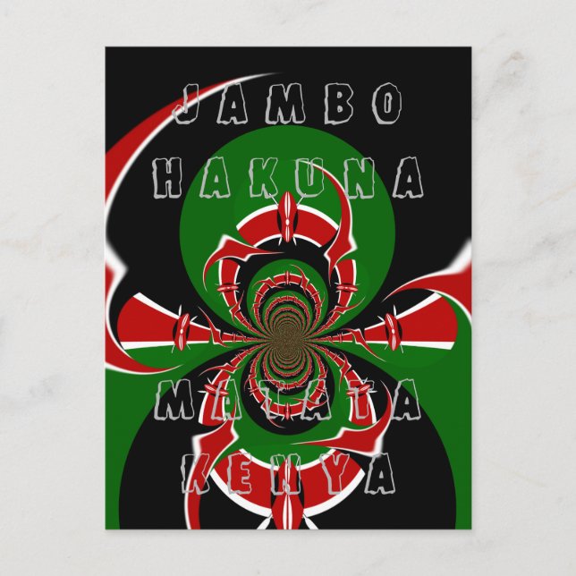 Jambo HAKUNA MATATA Kenya Black Red Green Fla Art Postkarte (Vorderseite)