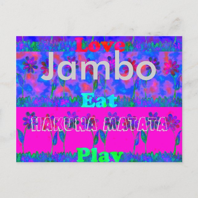 Jambo Hakuna Matata Liebe essen florale Postkarte (Vorderseite)