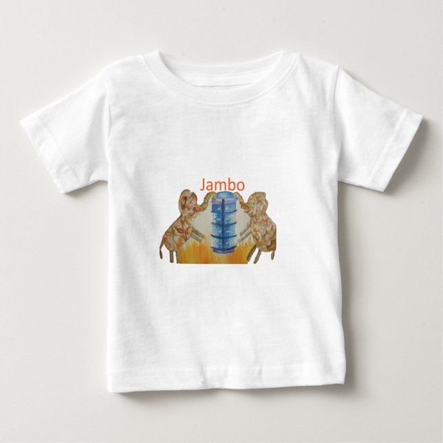Jambo Jumbo Afrikanische Kinder Elefanten Kunstdru Baby T-shirt (Vorderseite)