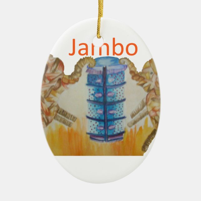 Jambo Jumbo Afrikanische Kinder Elefanten Kunstdru Keramik Ornament (Vorne)