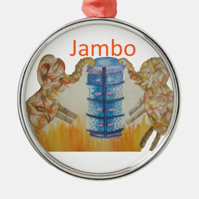 Jambo Jumbo Afrikanische Kinder Elefanten Kunstdru Ornament Aus Metall (Vorne)