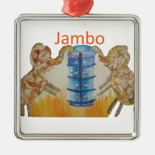 Jambo Jumbo Afrikanische Kinder Elefanten Kunstdru Silbernes Ornament