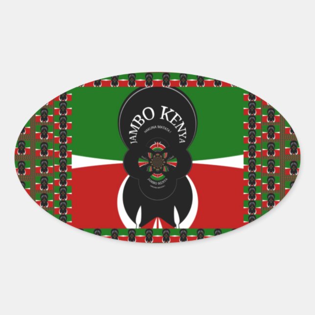 Jambo Kenya Art Print Ovaler Aufkleber (Vorderseite)
