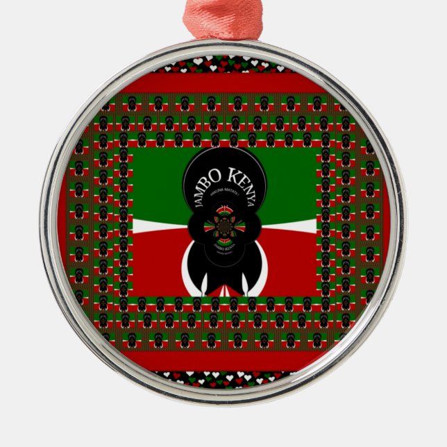 Jambo Kenya Art Print Silbernes Ornament (Vorne)