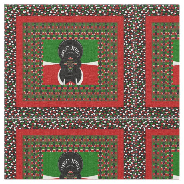 Jambo Kenya Black Red Green Flag Colors Stoff (Nahaufnahme)