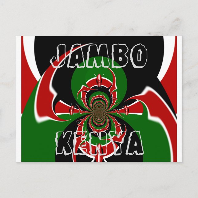 Jambo Kenya BLACK RED GREEN GRAPHICS HAKUNA MATATA Postkarte (Vorderseite)