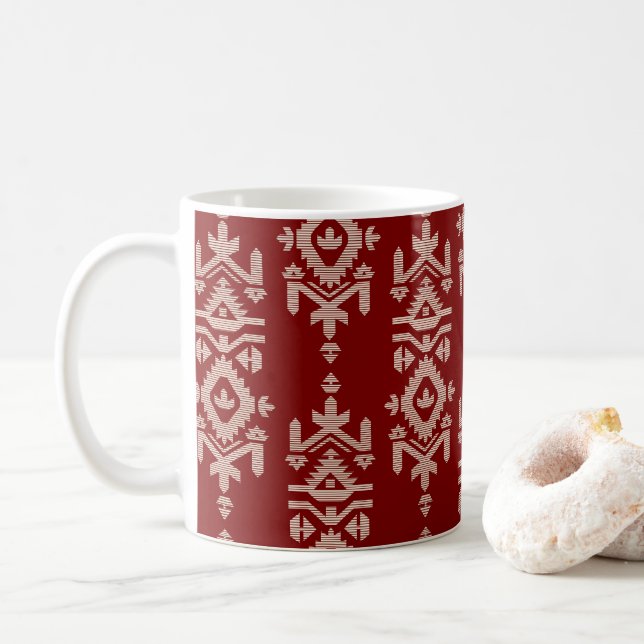 Jamdani-Druck-Volkskunstmuster Kaffeetasse (Mit Donut)
