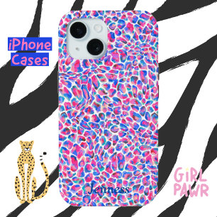 Jameela Cheetah Leopard Animal Print Pink Blue Case-Mate iPhone Hülle