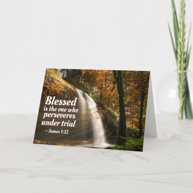 James 1:12 Gesegnet ist derjenige, der die Bibel b Karte (Vorderseite)