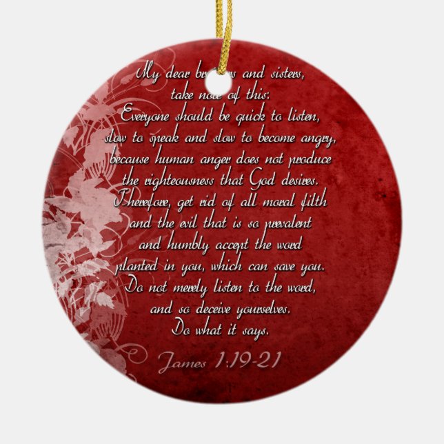 James 1:19 Scripture Gift Keramikornament (Vorne)
