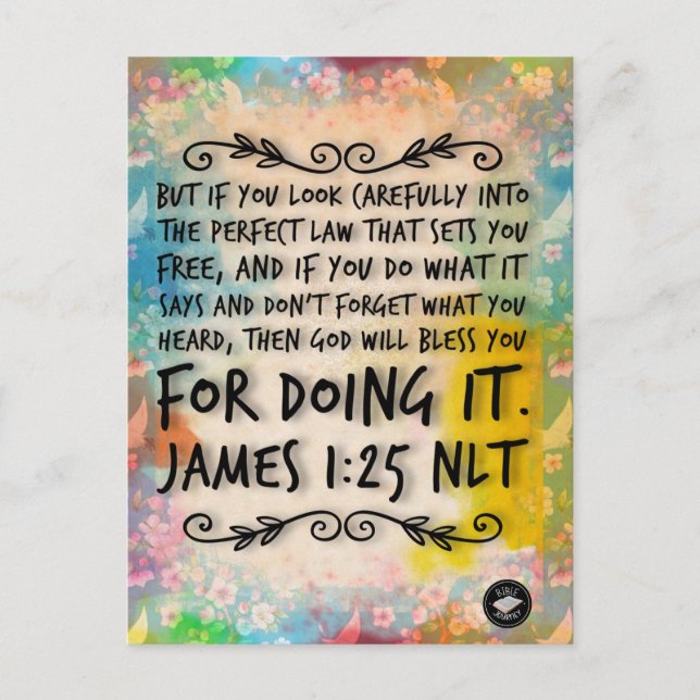 James 1:25 Bible Verse Memory Card - Postcard Postkarte (Vorderseite)