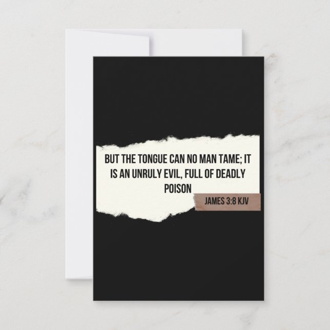 James 3:8 KJV Bible Verse Flat Greeting Card Karte (Vorderseite)