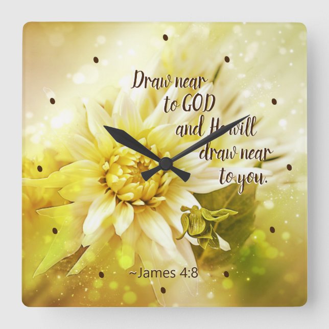 James 4:8 Zeichnete nahe an Gott, Er wird in deine Quadratische Wanduhr (Vorderseite)