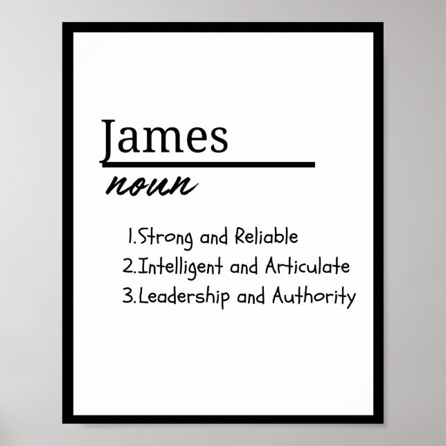 James, Boy Personalisiert Name Definition Poster (Vorne)