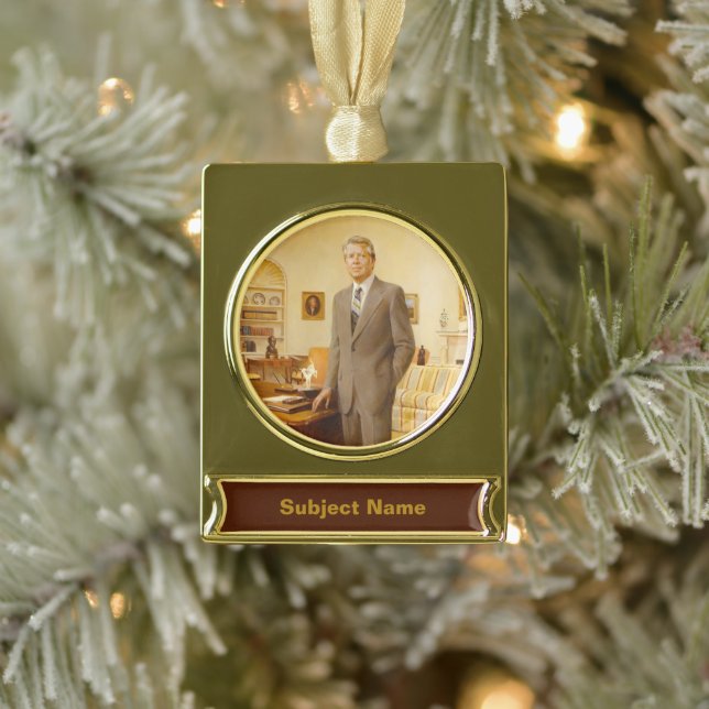 James Carter Weißes Haus Präsidentenportrait Banner-Ornament Gold (Baum)