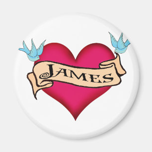 James - Custom Heart Tattoo T - Shirt & Geschenke Magnet