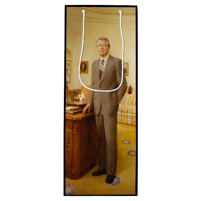 James Earl Carter Painted US-Präsident Portrait Geschenktüte Für Weinflaschen (Vorderseite)