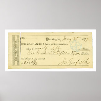 James Garfield Unterzeichnete Karo vom 25. Januar  Poster