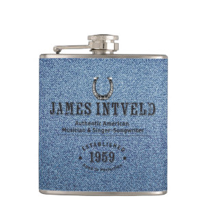 James Intveld Blue Denim Flasche Flachmann