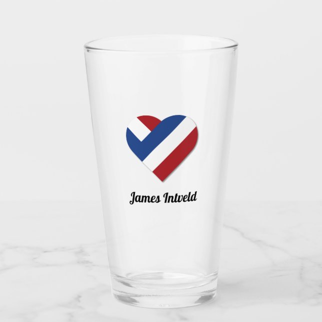 James Intveld mit niederländischer Herzflagge Glas (Vorderseite)