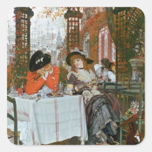 James Jacques Joseph Tissot Ein Mittagessen Quadratischer Aufkleber