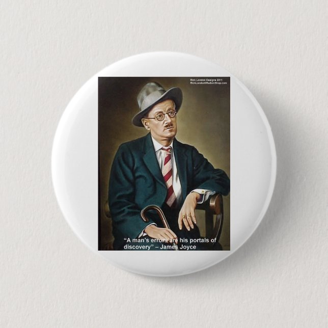 James Joyce "Fehler/Portale" Zitate Geschenke & Ka Button (Vorderseite)