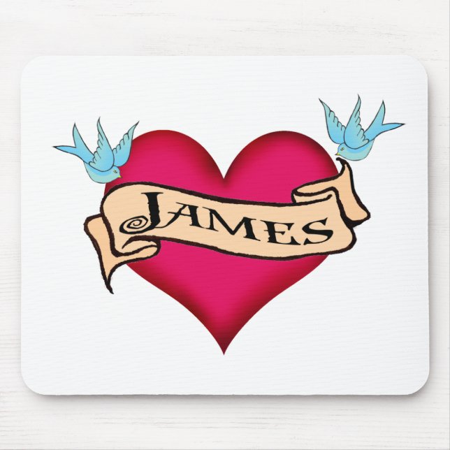 James - kundenspezifische Herz-Tätowierungs-T - Mousepad (Vorne)