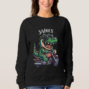 James Lustiges Alligator-Motorrad-Design für Junge Sweatshirt