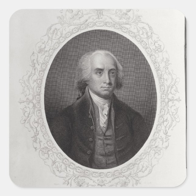 James Madison Quadratischer Aufkleber (Vorderseite)