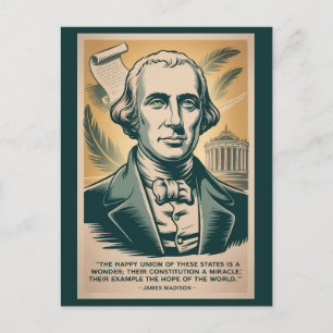 James Madison Vierter Präsident Illustration Retro Postkarte