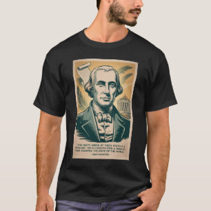 James Madison Vierter Präsident Illustration Retro T-Shirt
