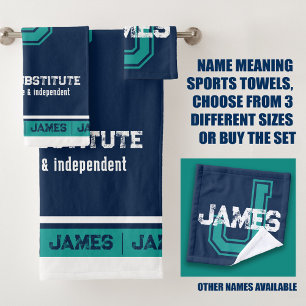 James Name bedeutet sportlich dunkelblau aquamarin Badhandtuch Set