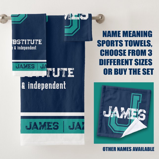 James Name bedeutet sportlich dunkelblau aquamarin Badhandtuch Set (Von Creator hochgeladen)
