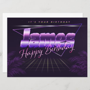 James Name Vorname lila retro Karte Geburtstag