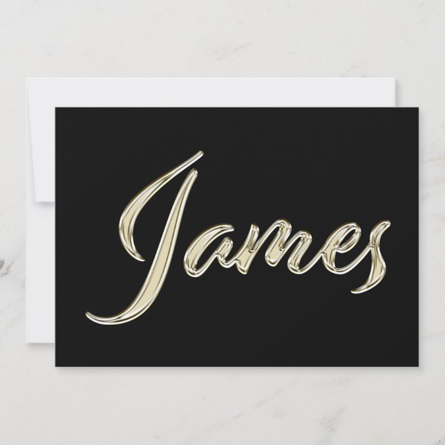 James Name white gold Handwriting Karte (Vorderseite)