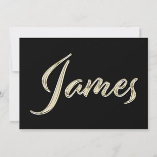 James Name white gold Handwriting Karte