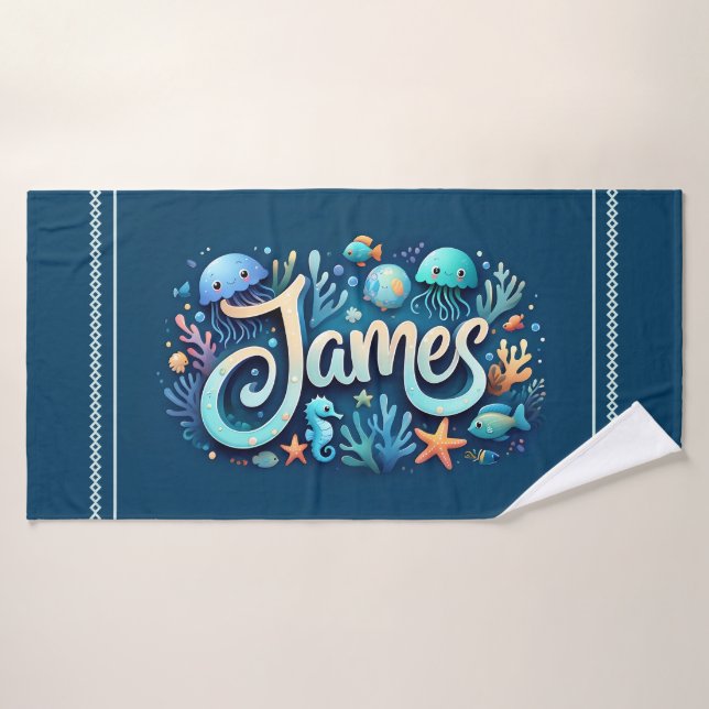 James Personalisiert Ocean Jellyfish Unterwasser Badehandtuch (Badehandtuch)