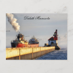 James R. Barker Schiff und Leuchtturm, Minnesota Postkarte
