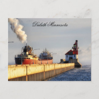 James R. Barker Ship and Lighthouse, Minnesota Postkarte