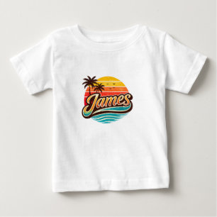 James Retro Sonnenuntergang Tropisches Namensdesig Baby T-shirt
