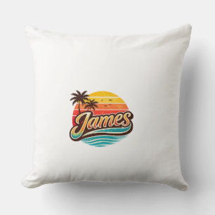 James Retro Sonnenuntergang Tropisches Namensdesig Kissen